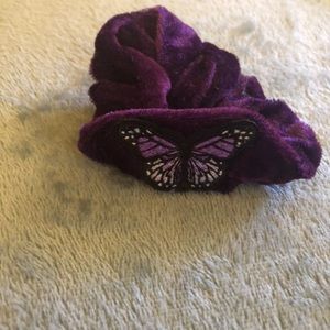 Dark purple scrunchie with a butterfly